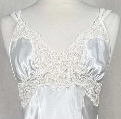 Victoria’s Secret XS Bridal Satin Sequin Pearl Maxi Gown Slip Vintage 1990s - Image 1 of 4
