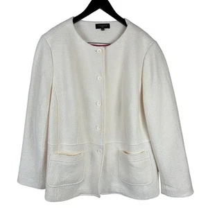 NWOT Talbots Jacket Wool Blend Ivory 20W Boucle Old Money Quiet Luxury Minimal - Picture 1 of 10