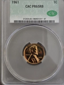 1961 LINCOLN HEAD CENT CAC PF65RB - Imagen 1 de 2