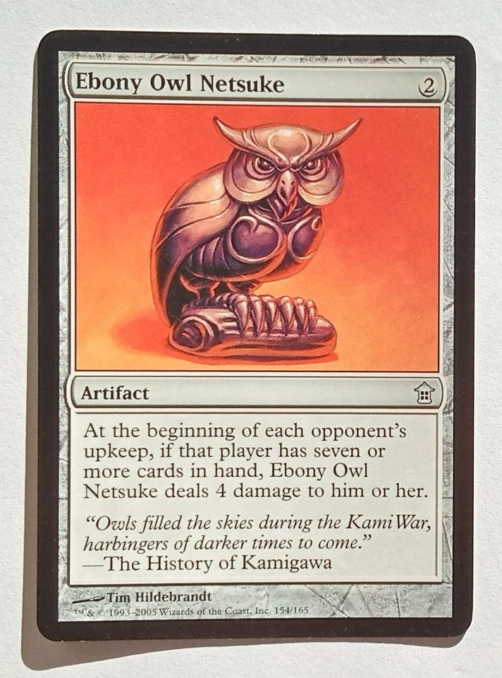 Magic MTG - Ebony Owl Netsuke - Saviors of Kamigawa - LP - Image 1 of 1