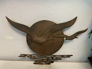 Wall Mounted Brass Seagulls Copper Sun 1950s Hijab Style MCM - Picture 1 of 8