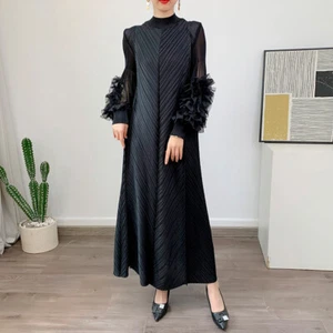 Kaftan Dresses for Women Maxi Long Sleeve Mock Neck Evening Party Wedding Guest - Picture 1 of 155