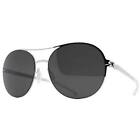 Mykita Unisex Sunglasses Dark Grey Lens Shiny Silver Metal Frame Adelheid 51