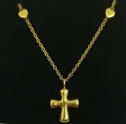 Necklace Gold 18k 750 Mls . With Cross Mobile And 2 Hearts Fixed