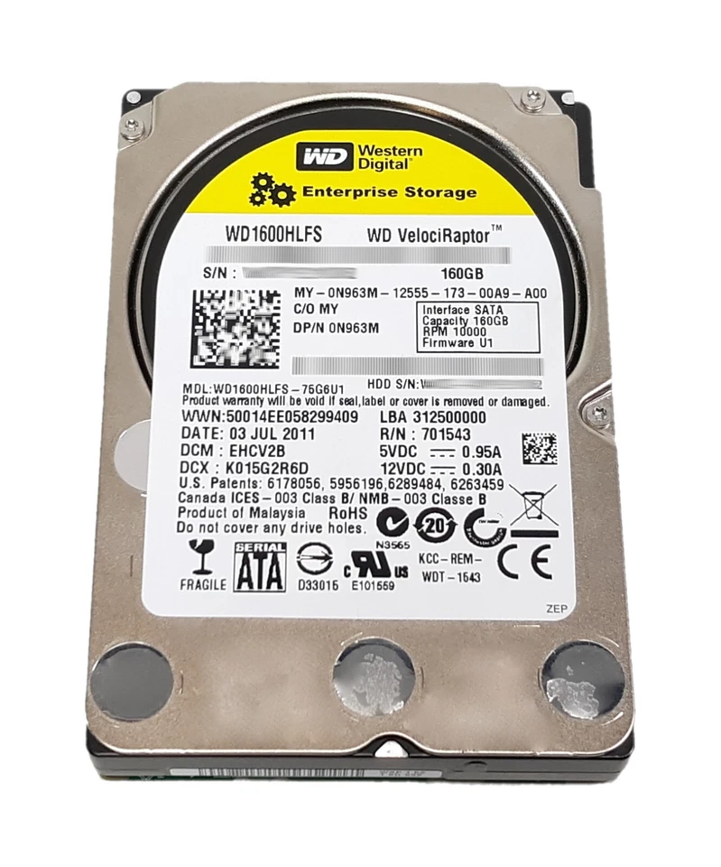 DELL WD VelociRaptor 160GB WD1600HLFS 10000 RPM SATA 3.0Gb/s 3.5" N963M - Image 1 of 1
