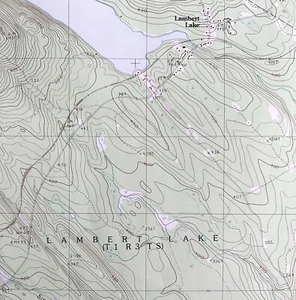 Map Lambert Lake Maine NB USGS 1988 Topographic Geo 1:24000 27x22" TOPO16 - Picture 1 of 3