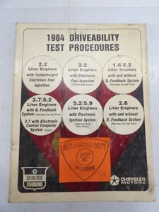 Chrysler 1984 procedimientos de prueba de manejabilidad - Imagen 1 de 4