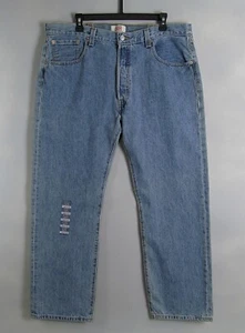 Levis 501 Jeans Mens 38x30 Blue Button Fly Light Wash Denim Y2K New Other - Picture 1 of 7