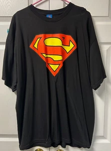 SUPERMAN MENS T SHIRT XXL 2XL BLACK MAN OF STEEL COMICS KRYPTONITE SUPERHERO - Picture 1 of 1