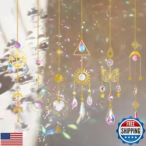 6 Pieces Colorful Crystals Suncatcher Hanging for Window Sun Catcher with Cha - Picture 1 of 5