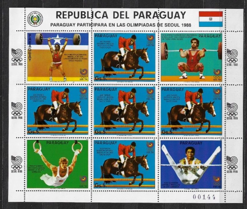 Paraguay 1986 Olympics  Seoul 1988 Rider Horse 4053 Mini Sheet MNH - Image 1 of 1