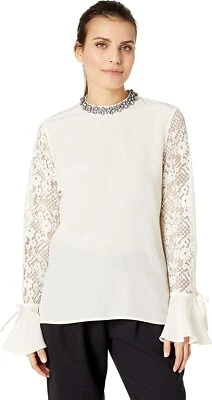 Женская шелковая блузка Juicy Couture 167793 с длинным рукавом и ложным воротником размер X-Small - Изображение 1 из 3