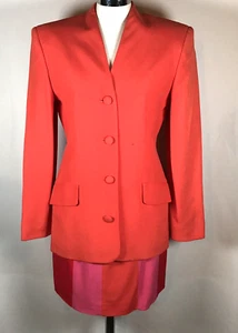Nicole Miller Women's Orange/Fuchia/Red Skirt Suit Size 8 ILGWU - Picture 1 of 21