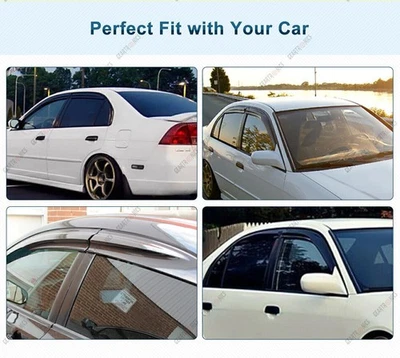 Para Honda Civic 2001-2005 sedán 4 puertas ventana lateral viseras ventilación sombra lluvia Foto 1 de 4