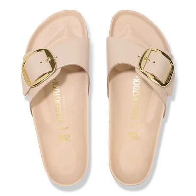 Sandalias Birkenstock Madrid para mujer con hebilla grande en charol de cuero natural 40/9 Foto 1 de 4