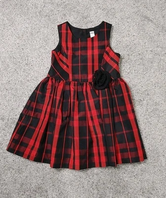 Vestido Cherokee Niñas Rojo/Negro Cuadros Sin Mangas Fiesta Navidad Vacaciones Talla 4T Foto 1 de 4