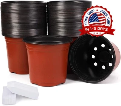 100 macetas para vivero de 6 pulgadas con 100 etiquetas para plantas NUEVO. Foto 1 de 4