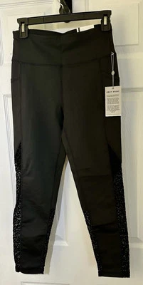 Leggins deportivos para mujer DKNY flocados de leopardo cintura alta negros S Foto 1 de 4