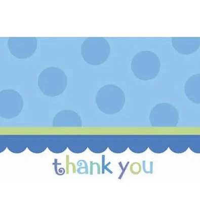 Sweet Little Cupcake Boy Blue Lil' Birthday Party Thank You Notes Cards - Image 1 of 3