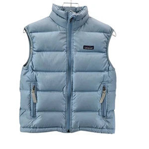 Patagonia Down Vest Kids Medium Light Blue Gorpcore Outdoor Logo Hiking Warm - Picture 1 of 13