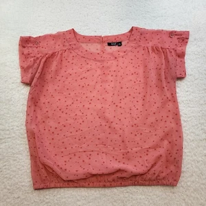 A New Approach Blouse Loose Fit XL Pink Stars Scoop Neck Semi Sheer Overlay - Picture 1 of 12