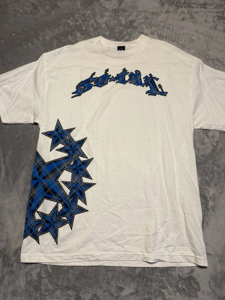 Camiseta masculina vintage So Cal XL branca azul estrelas Y2K - Imagem 1 de 4