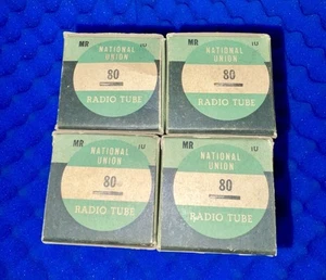 FOUR National Union type 80 Vacuum Tube St / NEW IN BOX MATCHED CODES Sealed - Picture 1 of 5