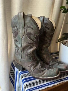 Corral Vintage Damen Inlay Braun Leder Türkis Western Cowboystiefel 7,5 - Bild 1 von 9