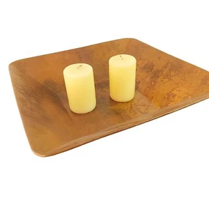 Bowl Decorative Square Metal Centerpiece Made in Turkey Vintage Home Decor 16.5" - Picture 1 of 12