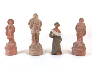 4 VECCHIE STATUINE IN TERRACOTTA PERSONAGGI SCULTURA STATUA COLLEZIONE BM18 - Foto 1 di 8