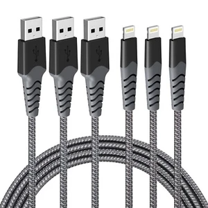 iPhone Charger Cable 3Pack, Premium Apple MFi Certified Lightning Fast Charging - Picture 1 of 7