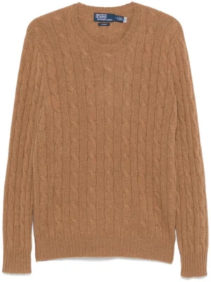 $498 Polo Ralph Lauren Para hombres Icónico Jersey de Cachemira Tejido con Cable, Marrón Calor, L Foto 1 de 3