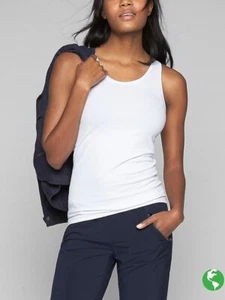 Athleta XS Pura Tank Top, White Organic Cotton Fitted Ribbed Basic Shirt NWT - Picture 1 of 5