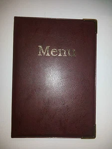 Stck. 20 A5 MENU - BURGUNDER LEDER OPTIK PVC mit Schuld-Ecken auf der Vorderseite + extra Beutel - Bild 1 von 3