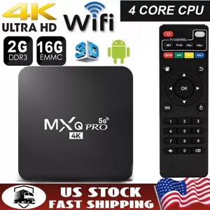 Smart TV Box Android 4K Quad Core Streaming Box Dual-Band WiFi Home Media Player - Picture 1 of 18