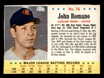 1963 Post Baseball #76 Johnny Romano EX/MT - Image 1 of 2