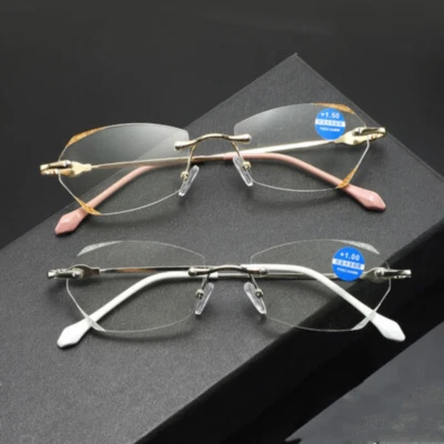 Gafas de lectura de metal sin montura Bling gafas presbicias para lectores +1,0 ~ +4,0 Foto 1 de 4
