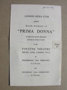 1949 PRIMA DONNA Arthur Benjamin Premiere Patricia Hughes Bruna Maclean Fortune
