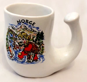 Vintage Norway Norwegian Ceramic ERLING KRAGE Fishing Troll Mini Mug Shot - Picture 1 of 4