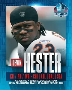 Foto de fútbol americano de la NFL Devin Hester 2024 Salón de la Fama Chicago Bears 8x10 - Imagen 1 de 1