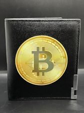 Bitcoin Cryptocurrency Design Printing Leather Bifold Wallet Credit Card Black 