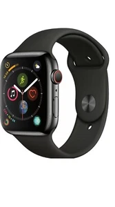 Apple Watch Series 4 44mm Stainless Steel Black Band GPS + Cellular - Very Good - Picture 1 of 12