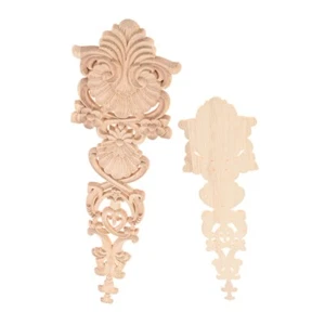 Long Wood Appliques Onlays Wood Decorative Unpainted Applique For Bed Cupboard - Picture 1 of 14