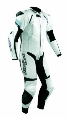 Combinaison Cuir 1 Pc. Moto Motard Racing Route Protections Homologuées Blanc - Photo 1/2
