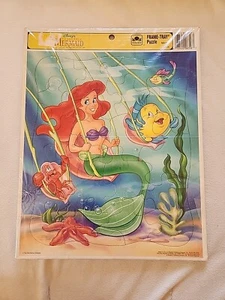 Vintage 90s The Little Mermaid Disney Golden Frame Tray Puzzle  - Picture 1 of 4