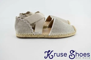 LANDS END Women's "Silver Beech" Slip On Cross Strap Espadrille Flats Size 7B - Picture 1 of 11