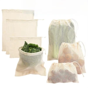 Light Weight Mesh Shopping Bag Large Drawstring Bag  Fruit Storage - Afbeelding 1 van 24