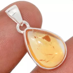 Natural Citrine Cabochon - Brazil 925 Sterling Silver Pendant Jewelry CP70213 - Picture 1 of 1