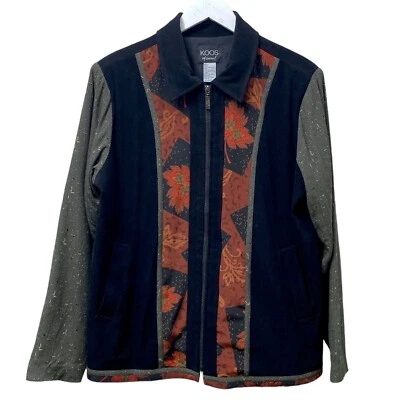 KOOS of Course! Womens Jacket Medium Black Orange Colorblock Boho Artsy Vintage - Image 1 of 4