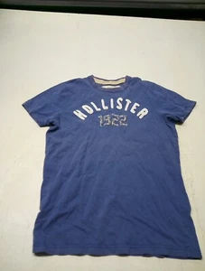 Hollister Men's T-Shirt Small Blue Embroidered Spell Out Short Sleeve - Picture 1 of 5